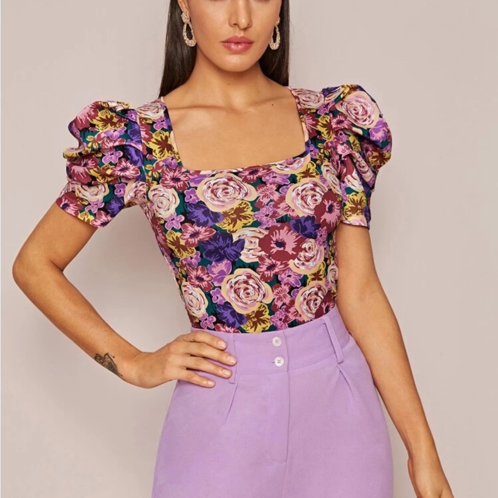 Purple Boho Floral Top